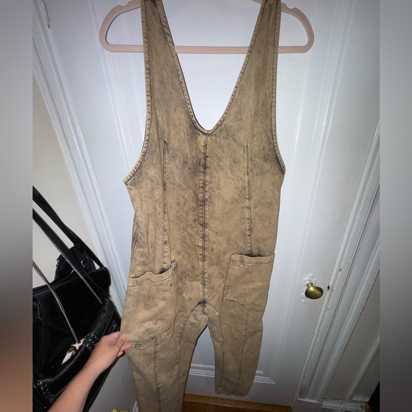 NWOT - We The Free Distressed “Tan” Denim Jumpsuit - Picture 1 of 6